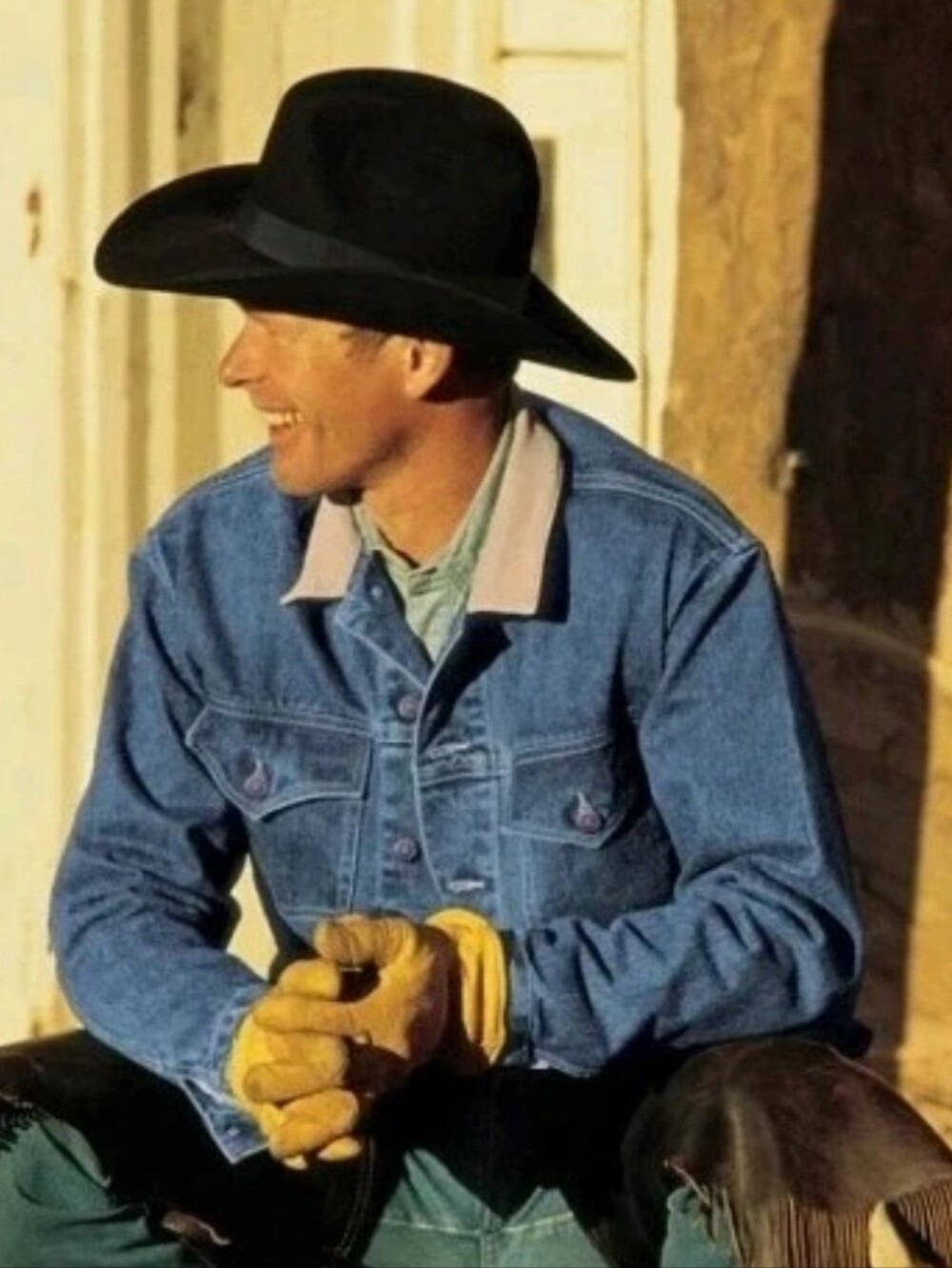 Schaefer Outfitter Legend Trucker Jean Jacket Leather Collar Western Sz XL Nwt